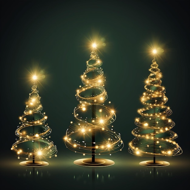 vector realista conjunto de árbol de navidad de luz espiral