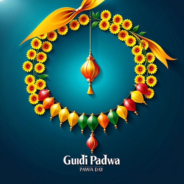 Foto vector realista del fondo del día de gudi padwa