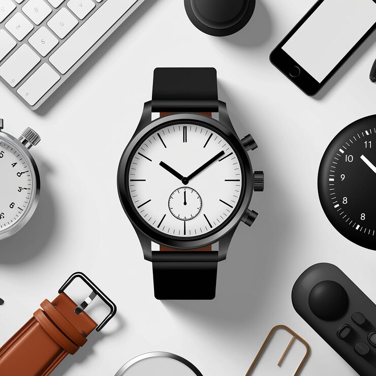 Vector de reloj establecido fondo blanco aislado un alto