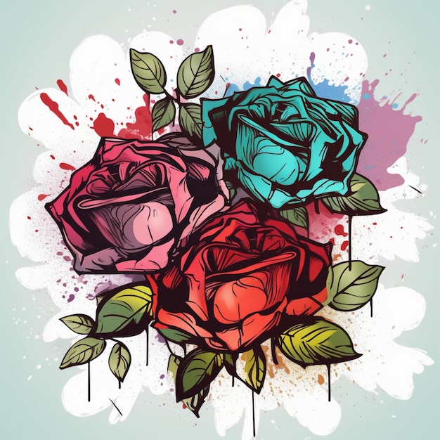 Vector rosas colorido estilo Graffiti