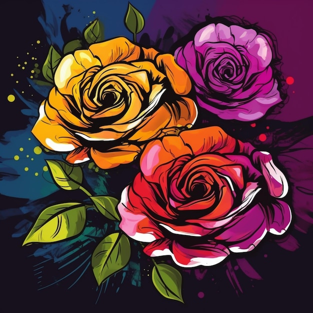 Vector rosas colorido estilo Graffiti