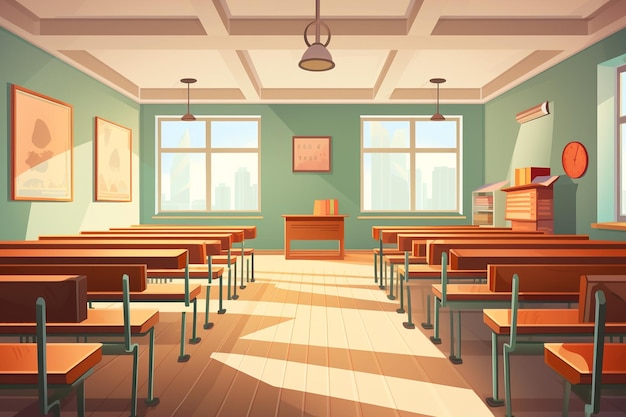 Vector sala de aula vazia interior escola ou faculdade classe