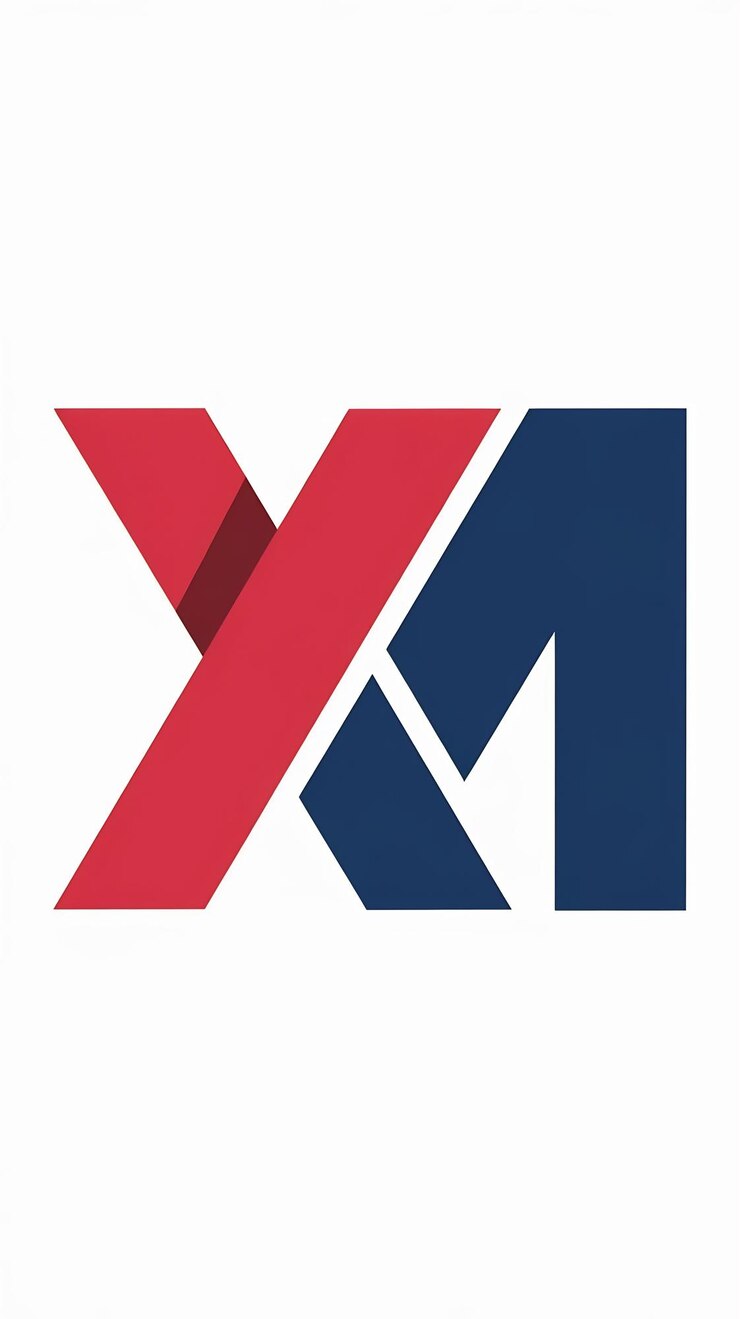 Foto vector de signo de icono de la empresa con letras x y m simples y planas d