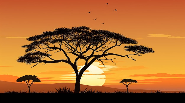 vector_silhouette_of_a_tree_landscape_against