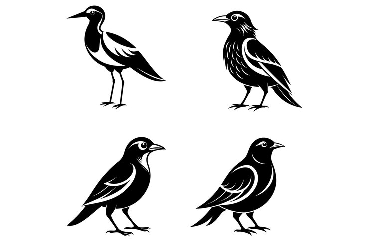 Vector de la silueta de las aves