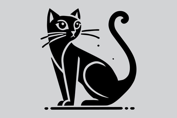 Vector de silueta de gato en blanco y negro