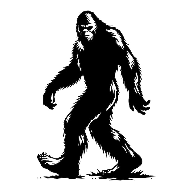 Foto vector de siluetas de bigfoot y ilustración del concepto de bigfoot