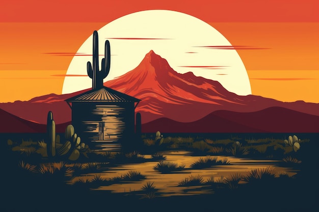 Vector simple de un silo y una casa Imagen de ilustración hermosa AI generativa