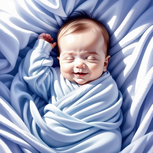 Foto vector sonriendo bebé acostado en una cama mundo día de sueño