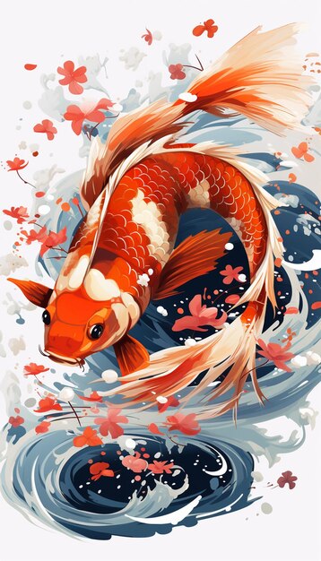 Foto vector stok koi fish water splash japonês koi carp gerar ia