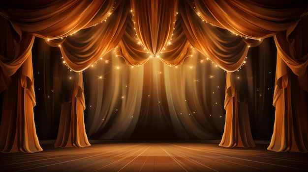 vector teatro cine cortinas con foco luz vector ilustración cortinas amarillas luces