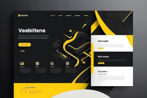 VECTOR Template de diseño de sitio web amarillo diseño de prototipo moderno adaptativo negro y amarillo