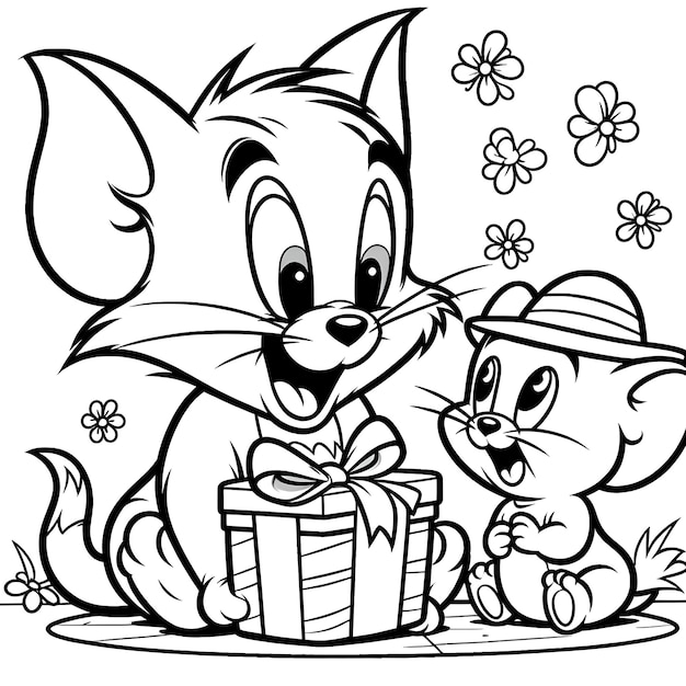 Foto vector tom jerry página de colorear para niños