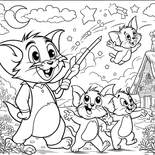 Vector Tom Jerry página de coloração para crianças