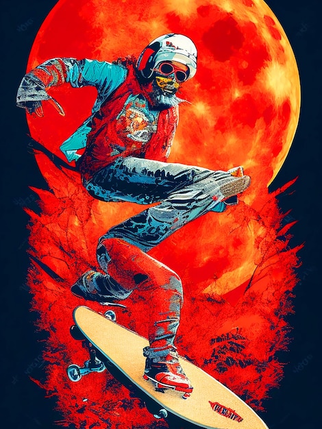 Vector tshit art bereit, farbenfrohe Lustration Zombies auf einem Skateboard Halloween-Thema zurück zu drucken