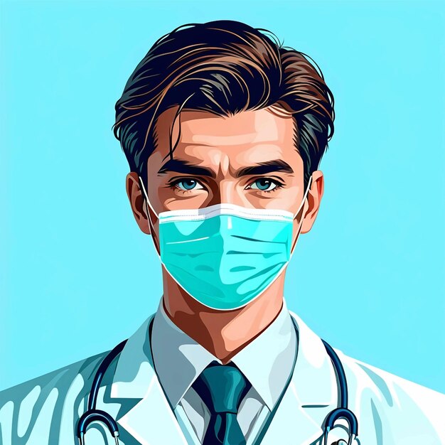 Vector um médico com uma máscara Dia Nacional dos Médicos