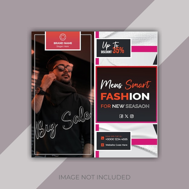 Foto vector venta de moda con descuento publicación en redes sociales y plantilla de banner web