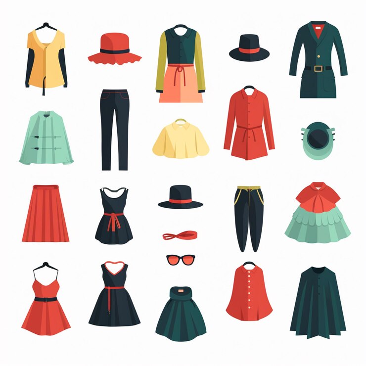 Foto vector vestuário ilustração vestuário isolado design ícone tecido moda vestuário conjunto desgaste
