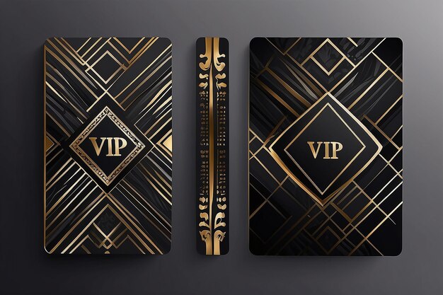 Foto vector-vip-karte mit goldener und platinfarbener farbe, schwarzer geometrischer hintergrundmuster mit premium-design, luxus