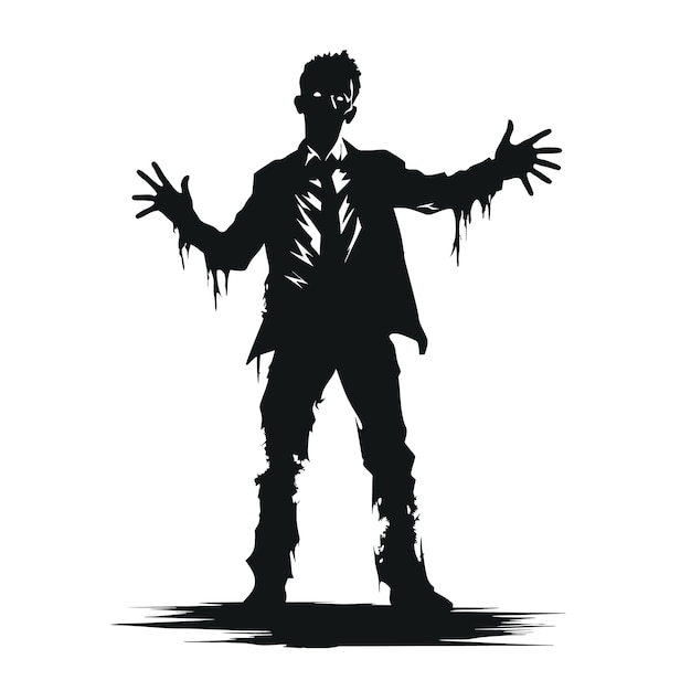 vector zombie saliendo de la tumba zombie de pie y levantando las manos de pie zombie ilustración vectorial sobre fondo blanco