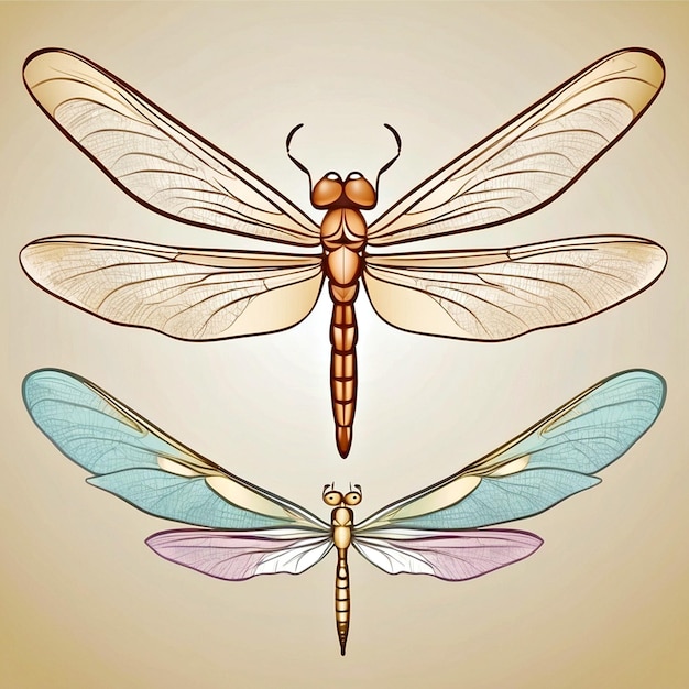 Los vectores de las alas de las libélulas insectos