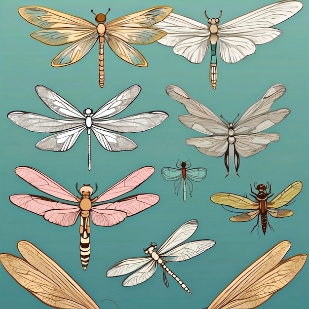 Vectores de asas de libélulas insectos