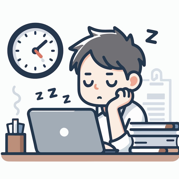 Foto vectores de personas somnolientas mientras trabajan o estudian fatiga excesiva el concepto de cansado