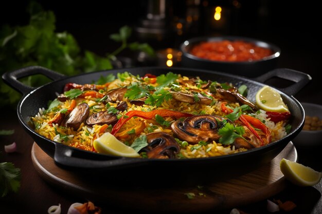 Veg biryani o veg pulav Arroz frito comida india