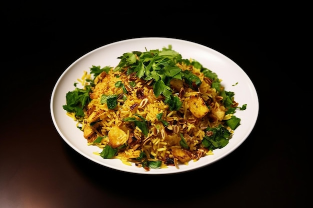 Foto veg biryani o veg pulav arroz frito comida india