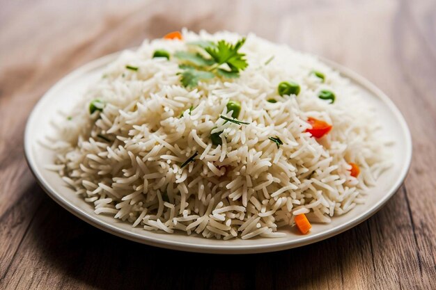 Foto veg biryani o veg pulav arroz frito comida india