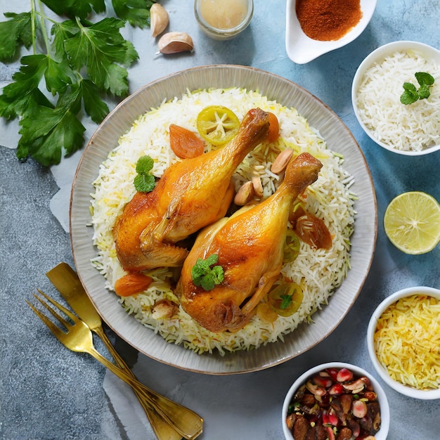 Veg biryani oder veg pulav Curry gebratener Reis auf Gerichten