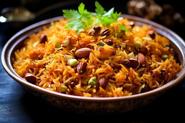 Foto veg pulav o pulao hecho con verduras de arroz basmati y especias indias