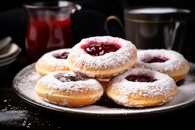 Veganerfreundliche Gelee-Ring-Kekse auf einem Teller