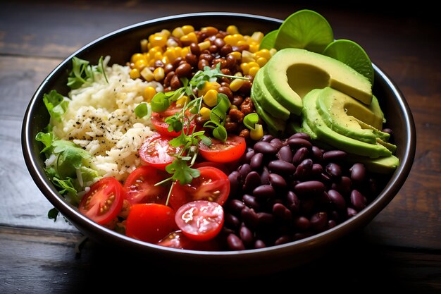 Veganes Burrito-Bowl-Abendessen-Rezept, Lebensmittelfoto