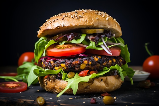 Veganes Rezept für einen Veggie-Burger mit schwarzen Bohnen