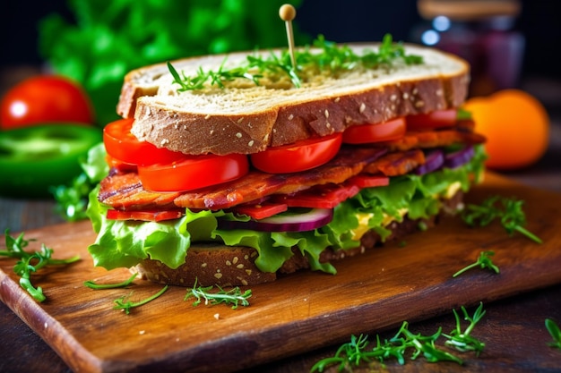 Veganes Sandwich gefüllt mit frischem Gemüse