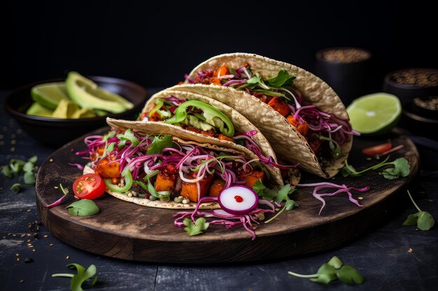 Veganes Tacos-Abendessen, Rezept, Lebensmittelfotografie