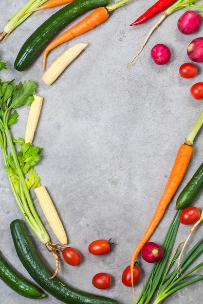 Vegetable and vegetable top view