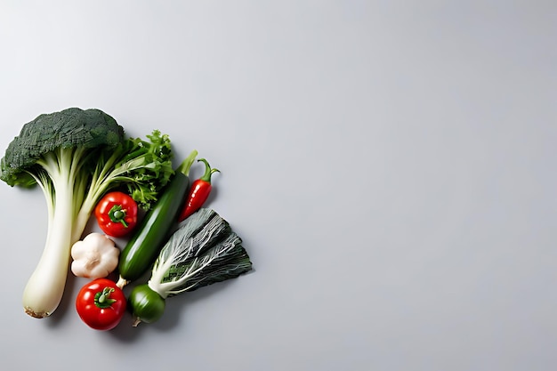 Foto vegetables en el concepto de fondo del espacio de copia gran espacio en blanco