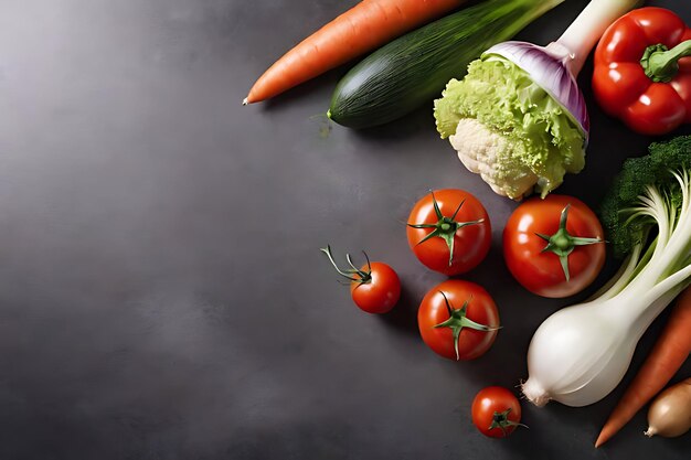 Vegetables en el concepto de fondo del espacio de copia gran espacio en blanco