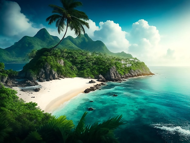 Foto vegetação tropical natural de isla realista