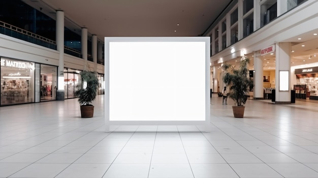 Foto la vegetación toma el centro del escenario cartelera vacía de arafed en un centro comercial con una planta en primer plano