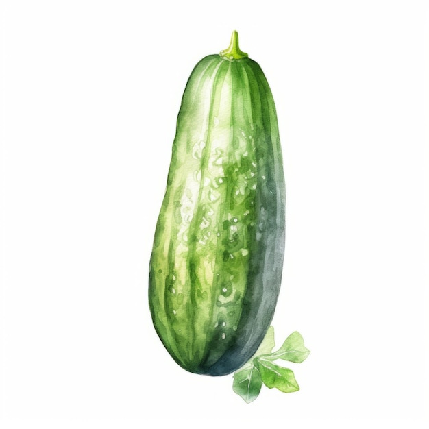 Vegetais de pepino aquarelado