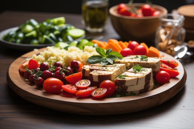 Vegetais e grãos comida para pessoas que não comem carne IA generativa