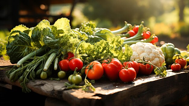 Vegetais orgânicos frescos cultivados em uma fazenda para uma alimentação saudável