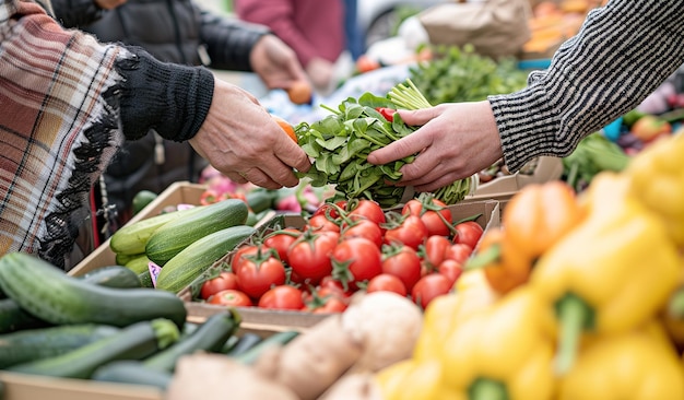 Vegetais orgânicos frescos no mercado de agricultores local uma seleção colorida para um estilo de vida saudável