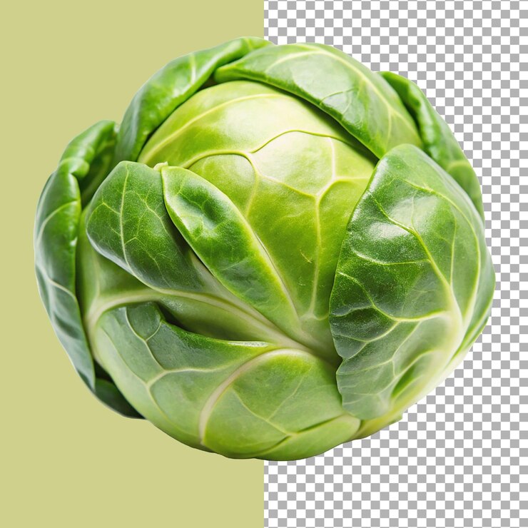 Vegetales de coles de Bruselas aislados sobre un fondo transparente