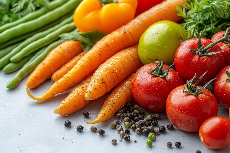 Vegetales frescos dispuestos en una mesa listos para la preparación de la comida IA generativa