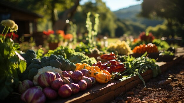 Foto vegetales orgánicos en la mesa