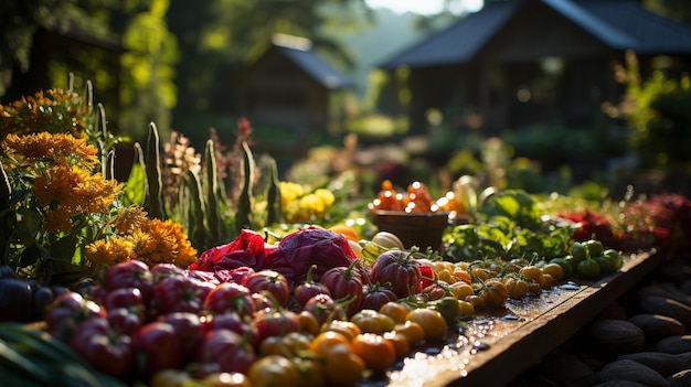 Vegetales orgánicos en la mesa